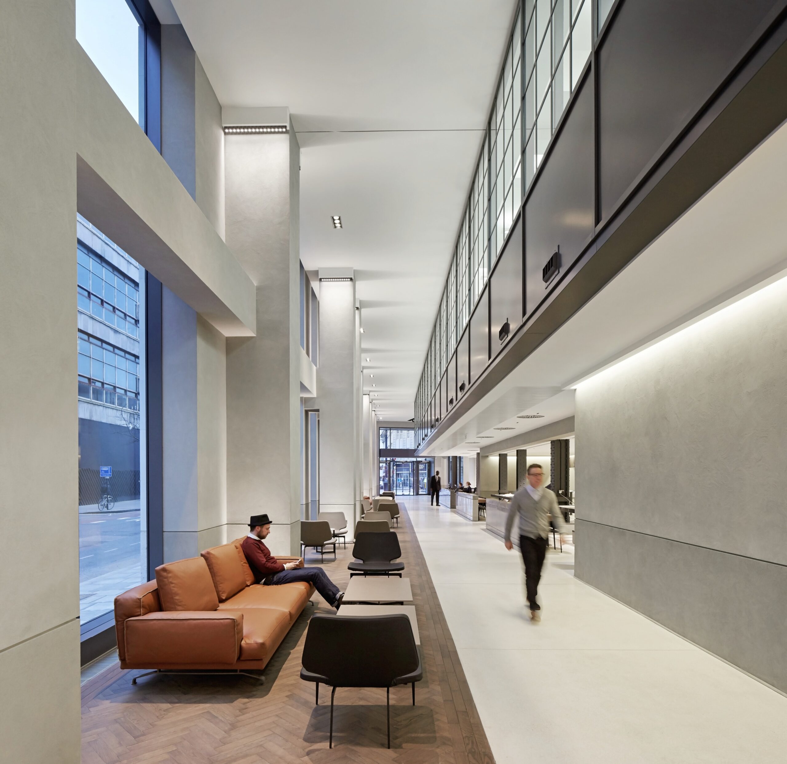 Armourcoat Koncrete Textured Polished Plaster Finish used in commercial building, Bloomsbury Way