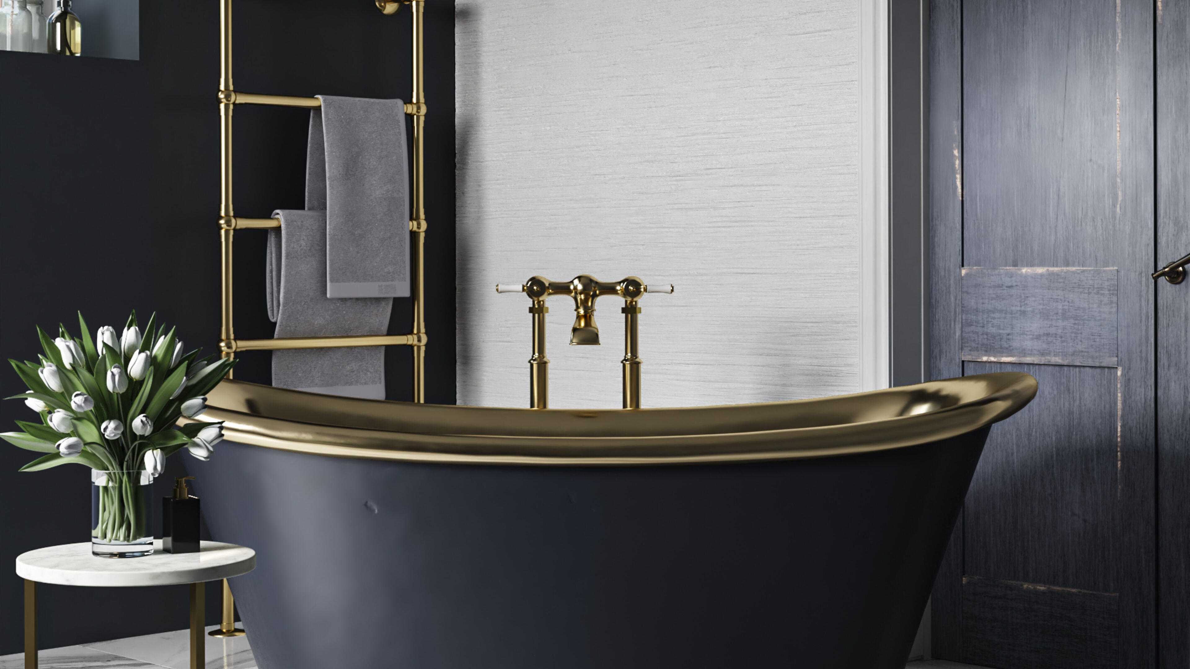 Polished Plaster Selector Striated finish used in luxury bathroom