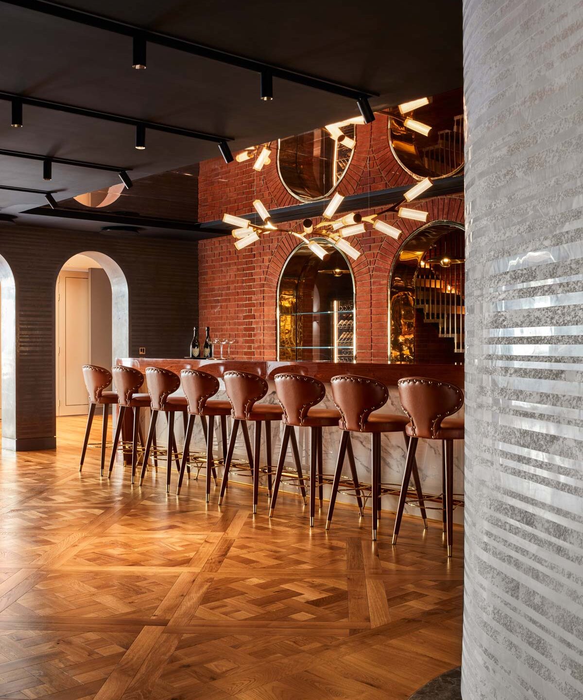 Armourcoat Nebrodi signature polished plaster finish on walls in bar at private residence