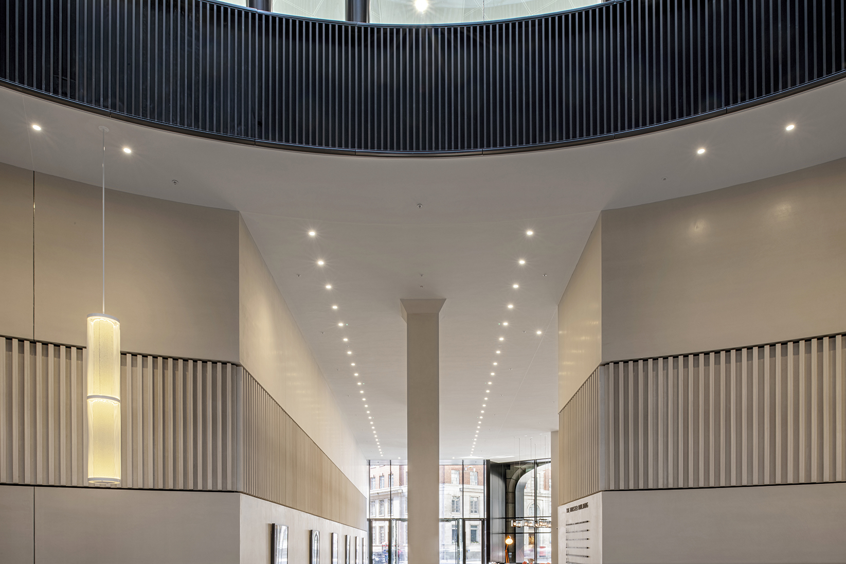 Armourcoat acoustic plaster system on reception and atrium at commercial Minster Building, London